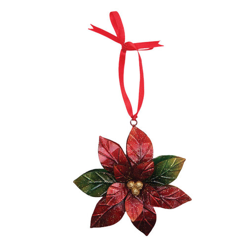 A Metal Poinsettia Ornament.