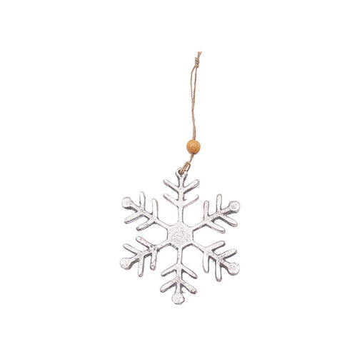 A Metal Silver Snowflake Ornament.