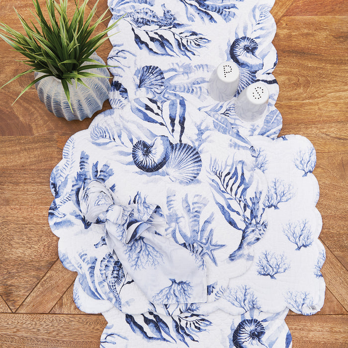 Midnight Lagoon Table Linens table linens displayed as a coordinated tabletop setting.