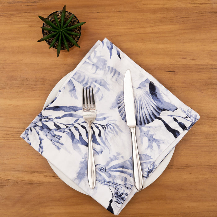 Midnight Lagoon Table Linens table linens displayed as a coordinated tabletop setting.