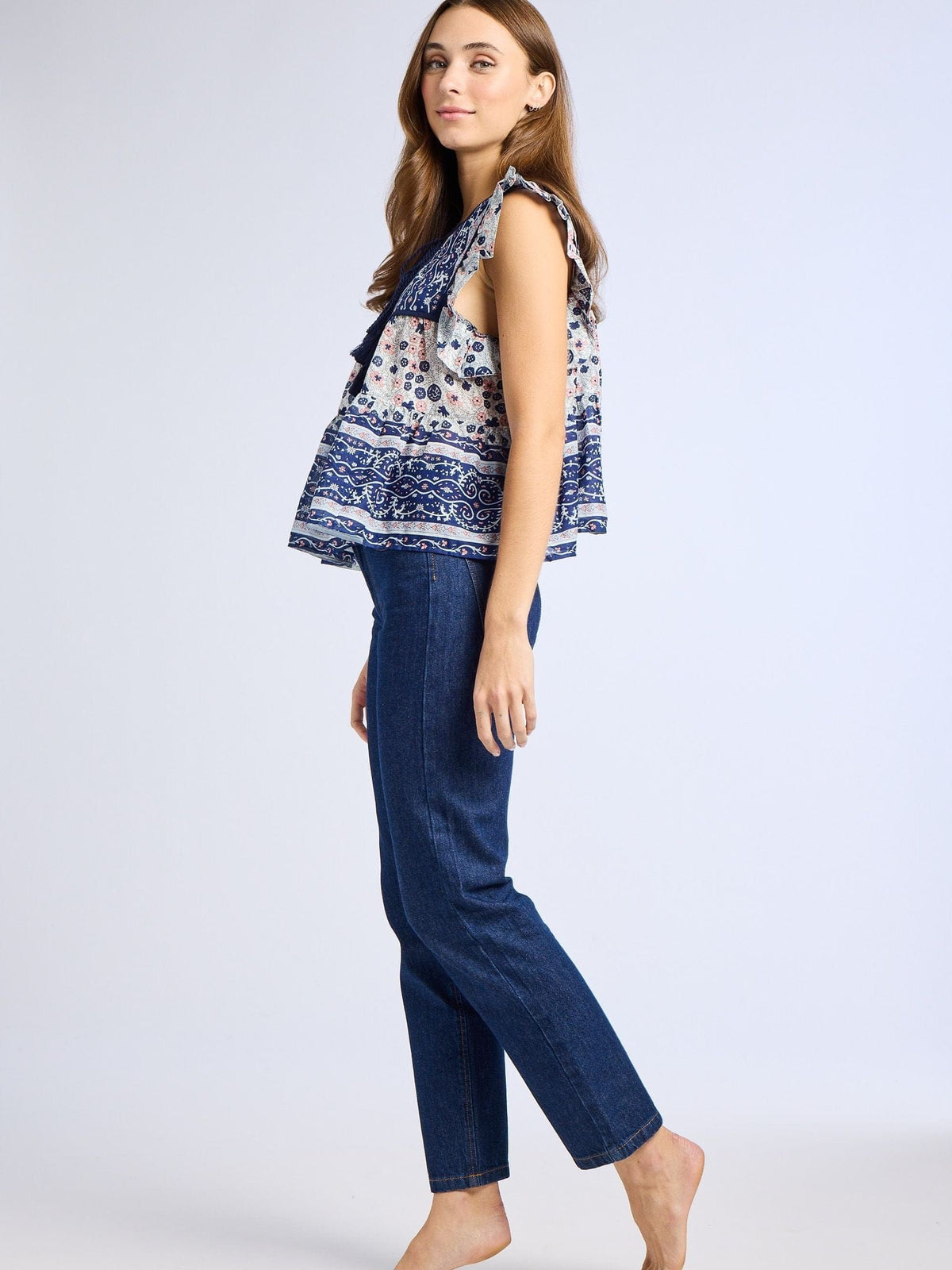 Chelsea Top in Navy Floral