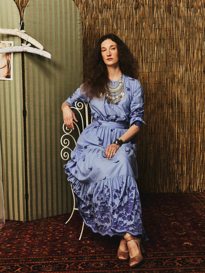 Florian Top in Periwinkle Embroidery
