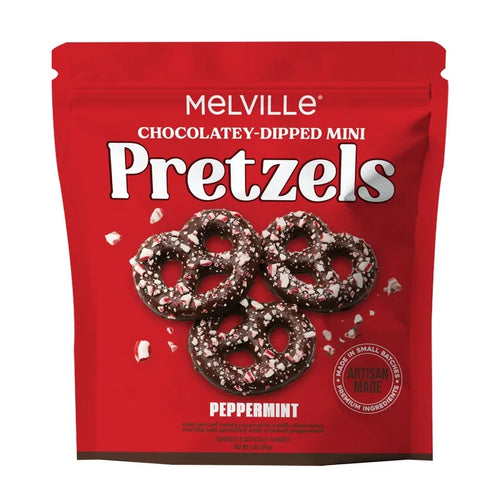 Mini Peppermint Chocolate Covered Pretzels