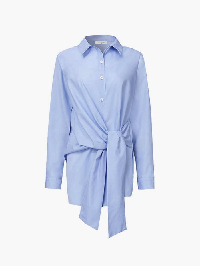 Monroe | Women's Tie Waist Button Down Long Sleeve Shirt Blouse