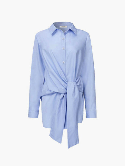 Monroe | Women's Tie Waist Button Down Long Sleeve Shirt Blouse