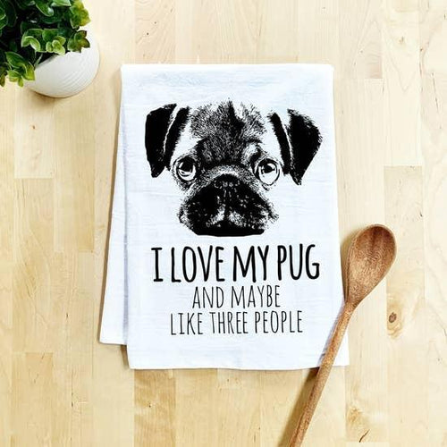 Moonlight Makers I Love My Pug Dish Towel - White