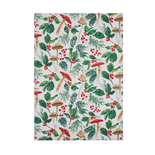 A Mushroom Meadow Printed Kitchen Towel.