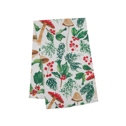 A Mushroom Meadow Printed Kitchen Towel.