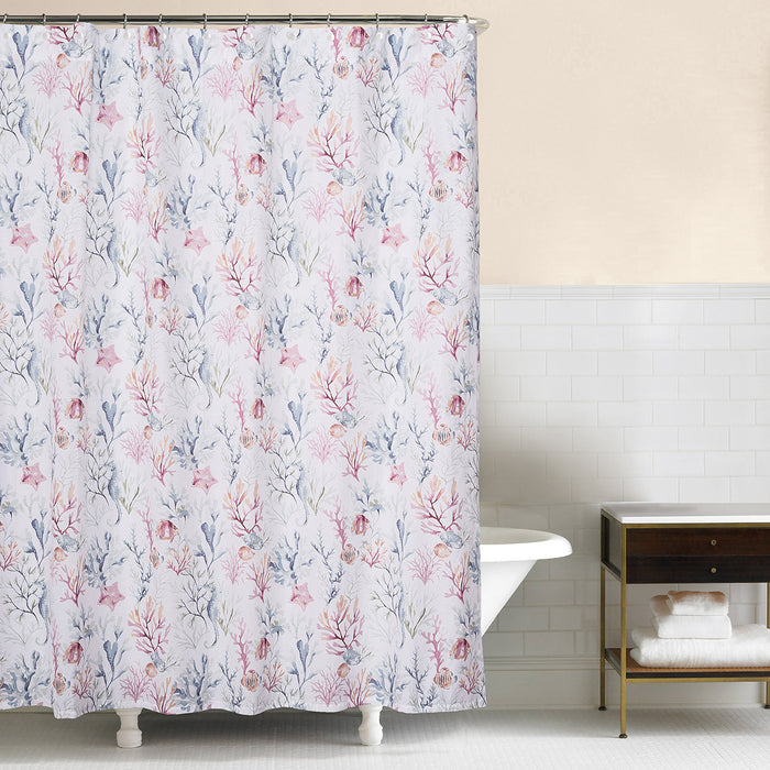 A Nori Coral Shower Curtain.