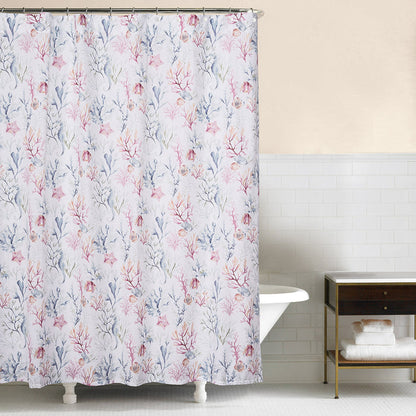 A Nori Coral Shower Curtain.