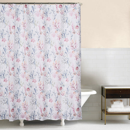 A Nori Coral Shower Curtain.