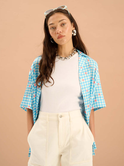 Oaklyn Floral Gingham Print Shirt