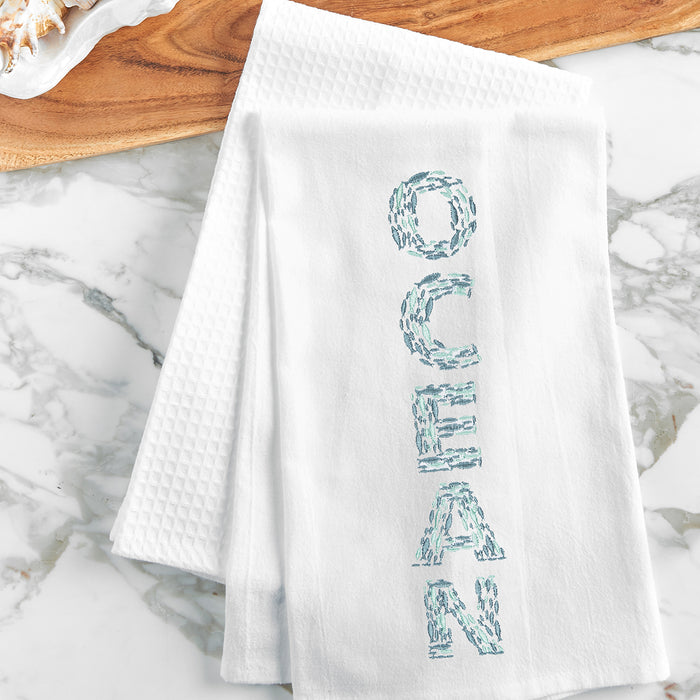 A Ocean Flour Sack Kitchen Towel.