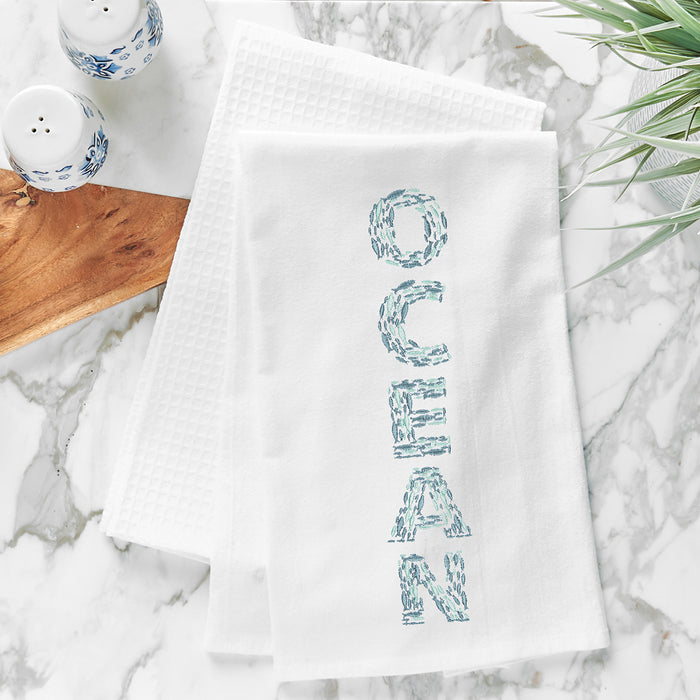 A Ocean Flour Sack Kitchen Towel.