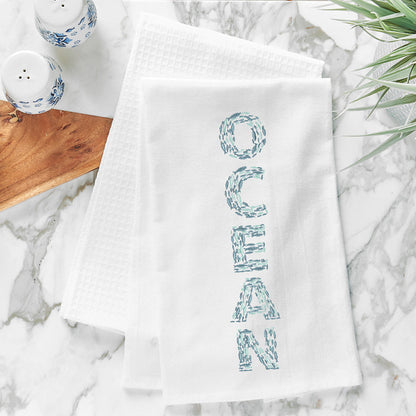 A Ocean Flour Sack Kitchen Towel.