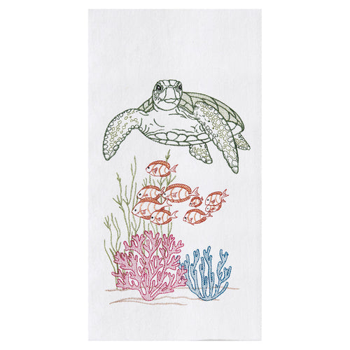 A Ocean Life Flour Sack Kitchen Towel.