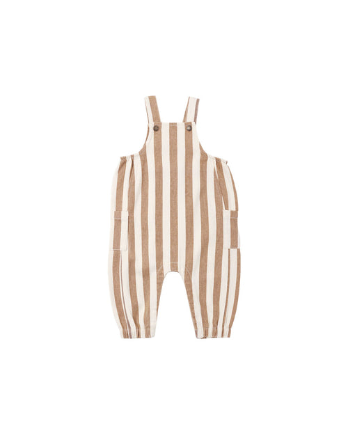 one piece denim long pocket overalls - natural