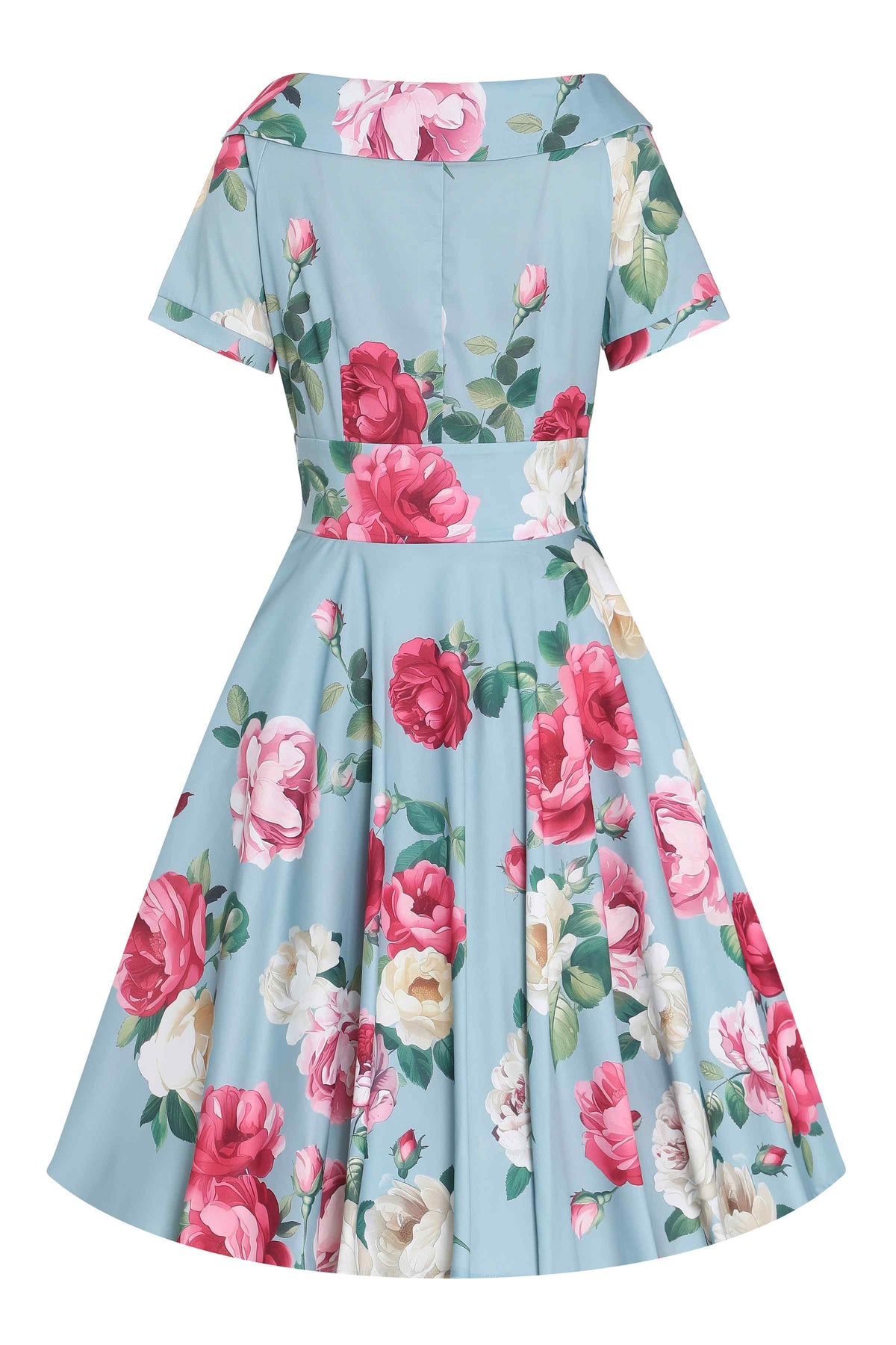 Darlene Peony Flared Dress In Blue