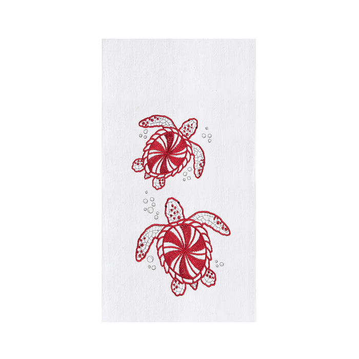 A Peppermint Turtles Flour Sack Kitchen Towel.