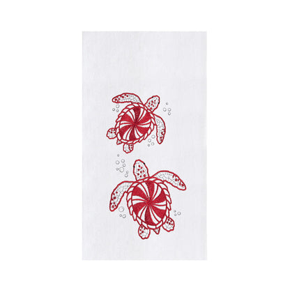 A Peppermint Turtles Flour Sack Kitchen Towel.