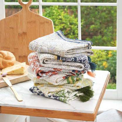 A piedmont eclipse block printed towel.