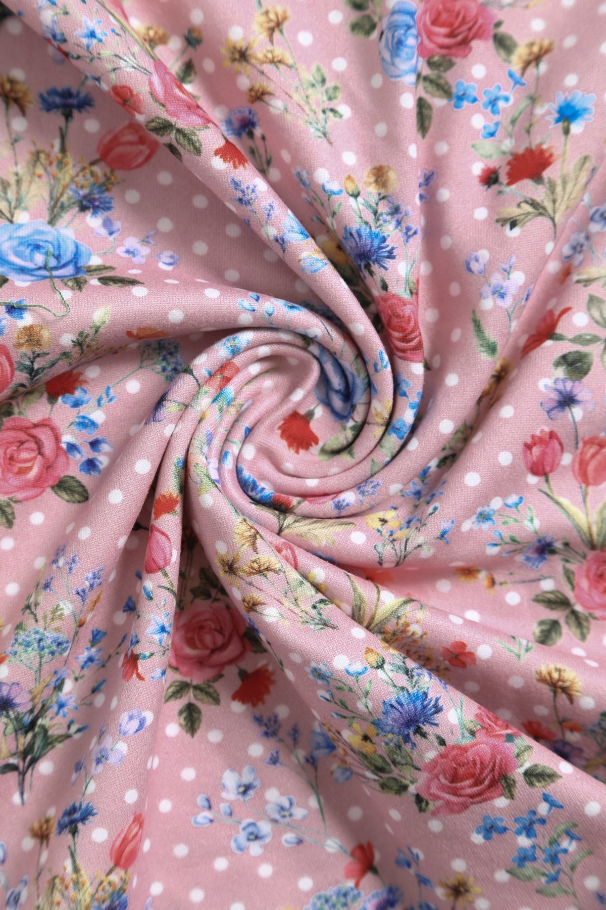 Janice Pink Floral Polka Dot Petal Sleeve Dress