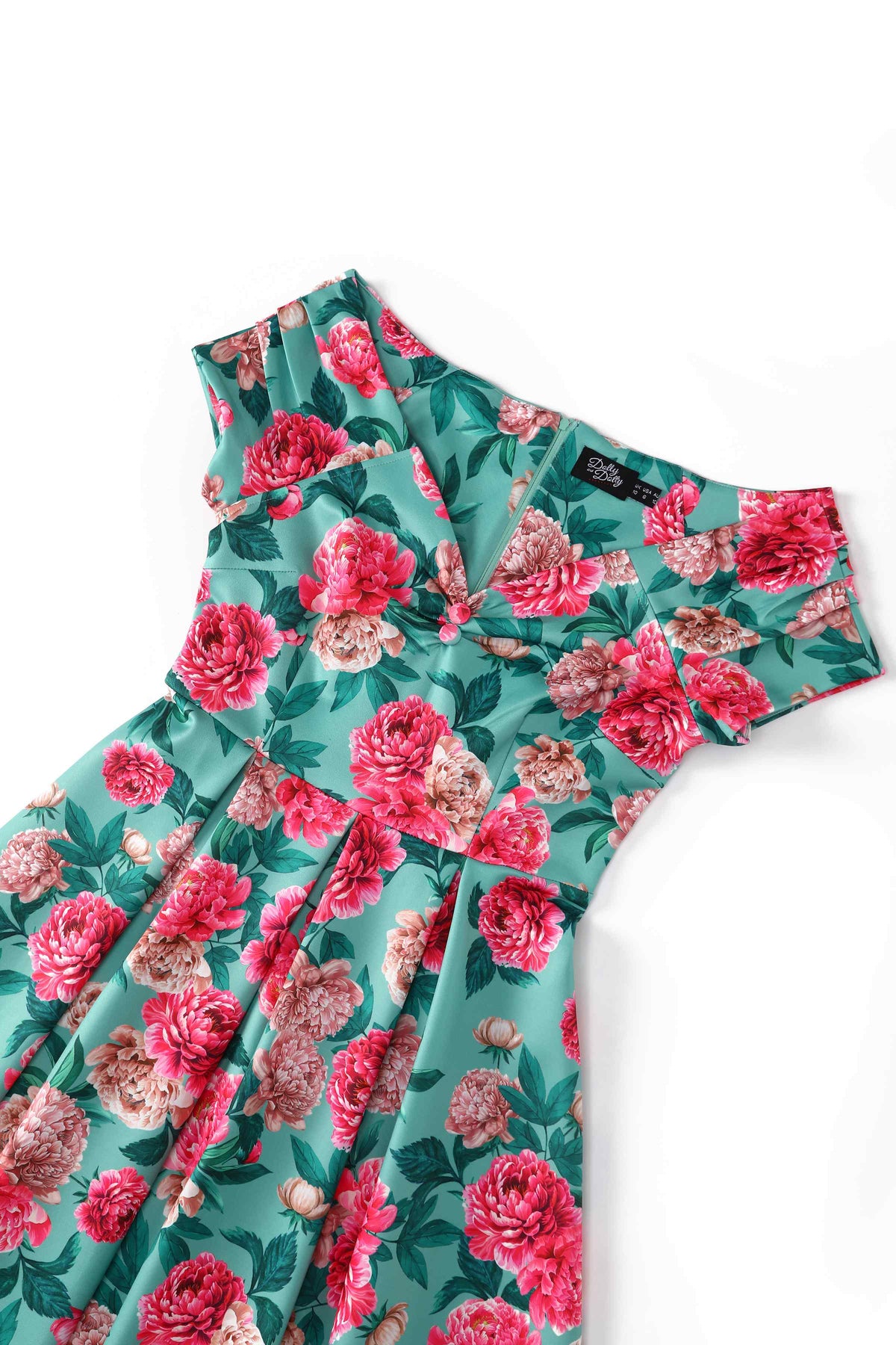 Lily Pink Peony Off Shoulder Dress In Mint Green
