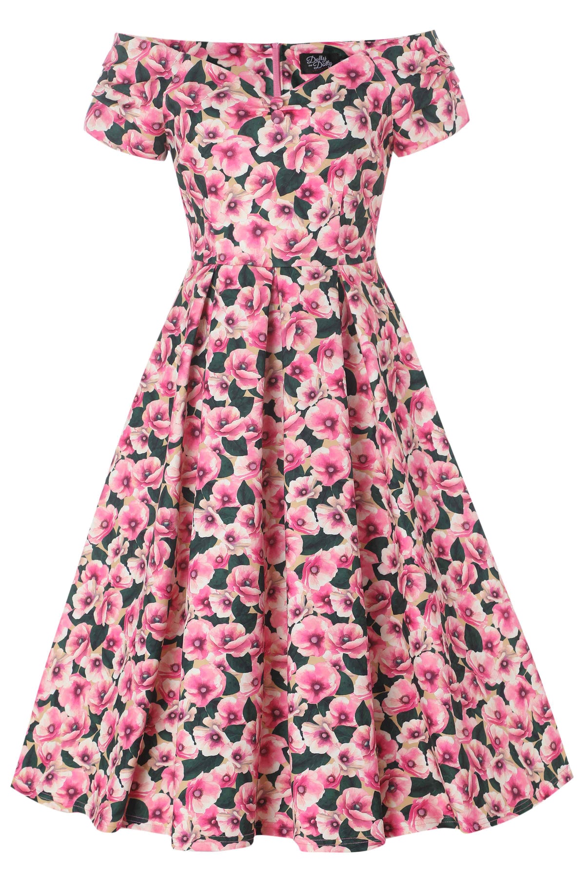 Lily Pink Poppy Off Shoulder Dress