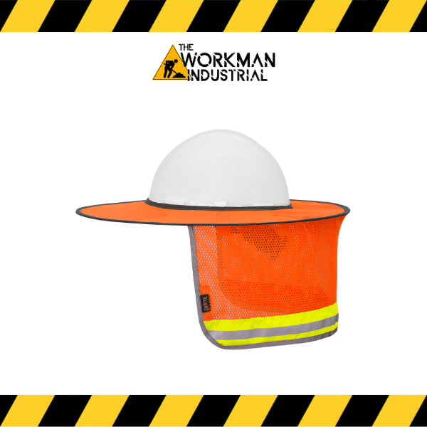 The fluorescent orange Pioneer Hard Hat Sun Shade.
