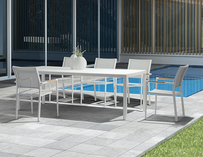 Polo Dining Arm Chair - White - Aluminum - - Greathouse