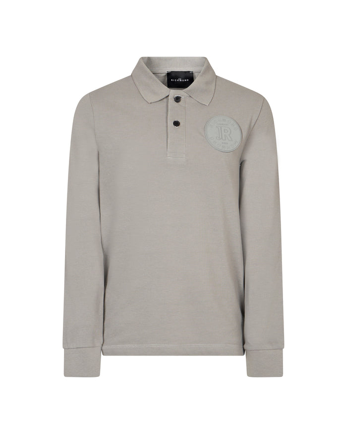 polo l/s logo emblem - grey melange