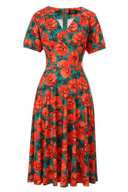 Julia Poppy Midi Dress In Teal