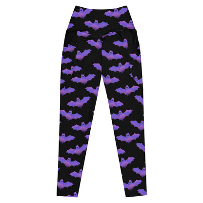 Morrigan gothic leggings in lavender with dusky bats and soft clouds