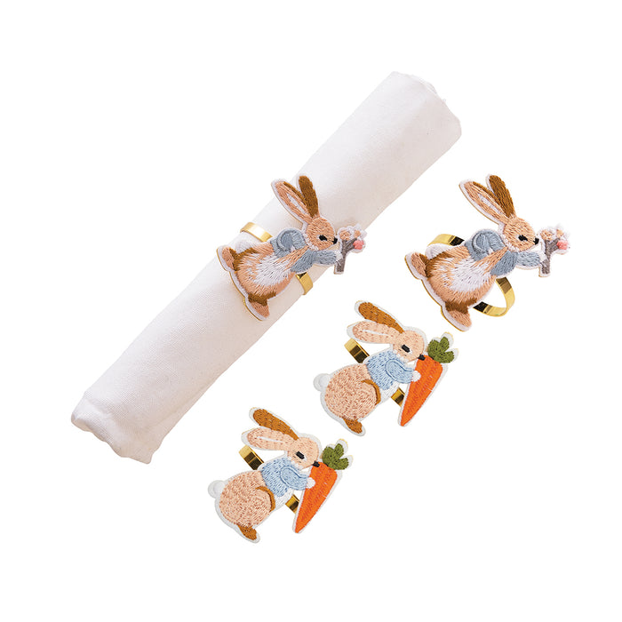 A Rabbit & Carrot Napkin Ring, Set of 4.