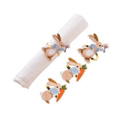 A Rabbit & Carrot Napkin Ring, Set of 4.