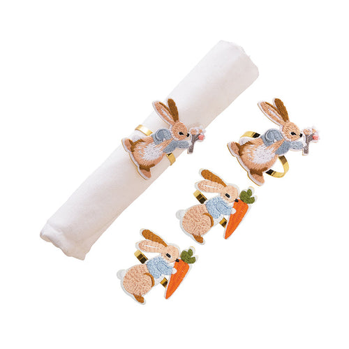 A Rabbit & Carrot Napkin Ring, Set of 4.
