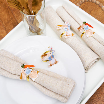 A Rabbit & Carrot Napkin Ring, Set of 4.