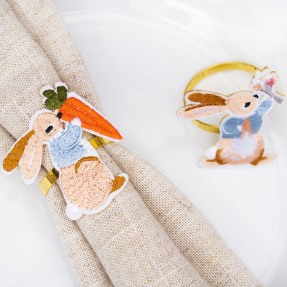 A Rabbit & Carrot Napkin Ring, Set of 4.