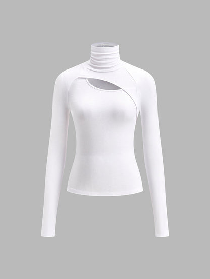 Ravena | Women's Turtleneck Cutout Top Long Sleeve Fitted Going Out Top