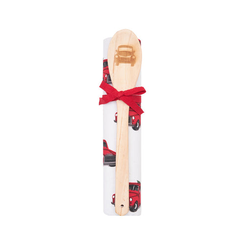 A Red Christmas Truck Kitchen Towel & Spoon Set.