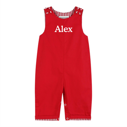 Red Gingham Trim Overalls - Premium  from Lil Cactus - Just $34.95! Shop now at Pat's Monograms