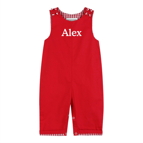 Red Gingham Trim Overalls - Premium  from Lil Cactus - Just $34.95! Shop now at Pat's Monograms