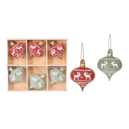 A set of Red & Green ornaments.