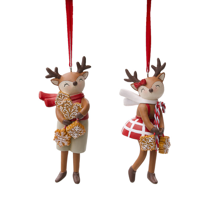 A set of Resin Reindeer ornaments.