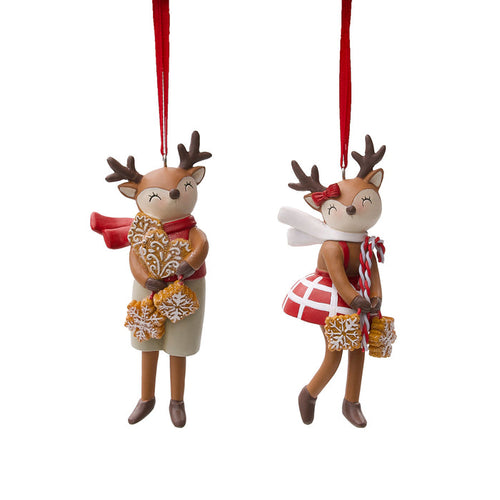 A set of Resin Reindeer ornaments.