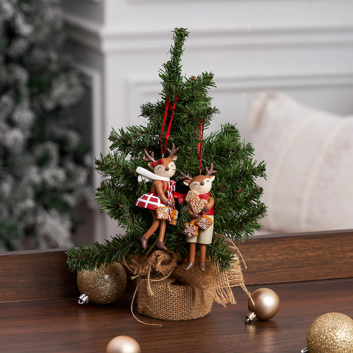 A set of Resin Reindeer ornaments.