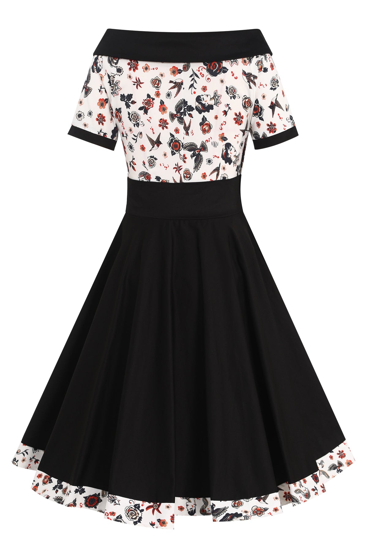 Darlene Rockabilly Old School Tattoo Roll Collar Dress