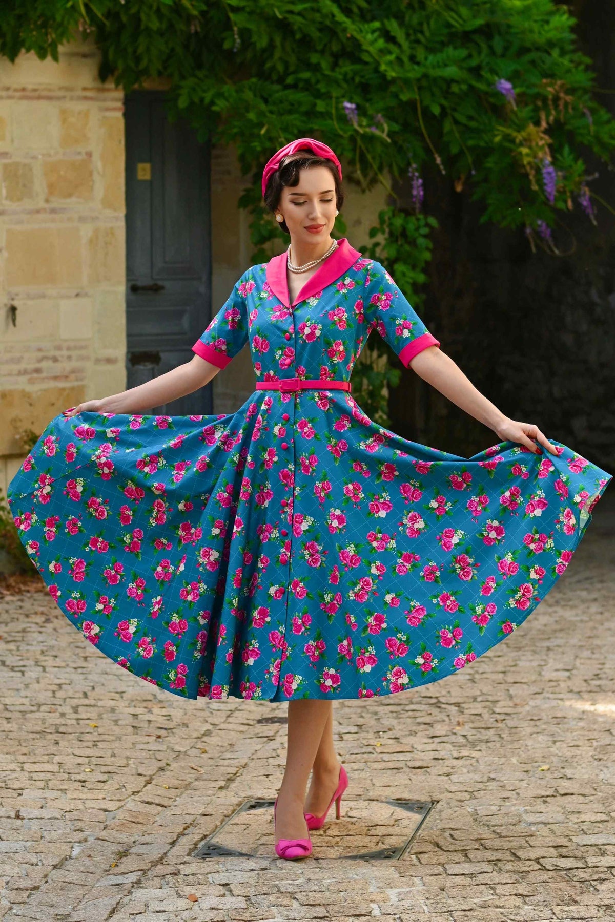 Mollie Rose Full Circle Shirt Dress In Blue