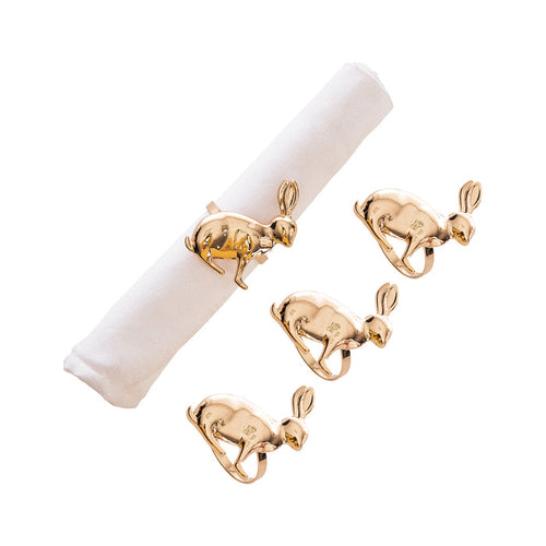 A Rose Gold Rabbit Napkin Ring, Set of 4.