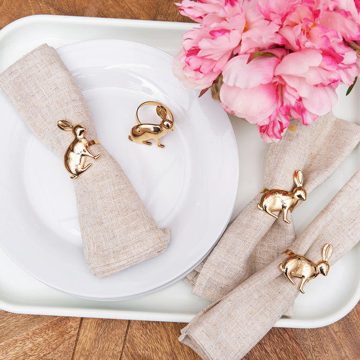 A Rose Gold Rabbit Napkin Ring, Set of 4.